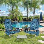 Giantex Folding Beach Chair, Patio Sling Chairs with 5 Adjustable Position, Head Pillow, Storage Bag, Towel Bar, Cup Holders, Backpack Chairs for Sunbathing, Camping Chair