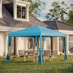 Outsunny 10' x 10' Pop Up Canopy Tent with Netting, Instant Gazebo, Screen House Room with Carry Bag, Height Adjustable, for Outdoor, Garden, Patio, Camping, Light Blue