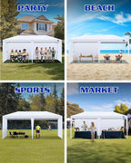 10x20ft Canopy Sidewalls fit 10x20ft Pop Up Tent, Waterproof 99% UV Protection Privacy Enclosure for Outdoor Events and Party, Black (4Pcs Sidewalls Only, Frame and Top Not Included)