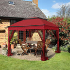 COOS BAY 11x11 Pop Up Gazebo with Mesh Netting, Instant Outdoor Canopy Tent, Water Resistant Shelter with UPF 50+ UV Protection, 121 Sq Ft Coverage, Red