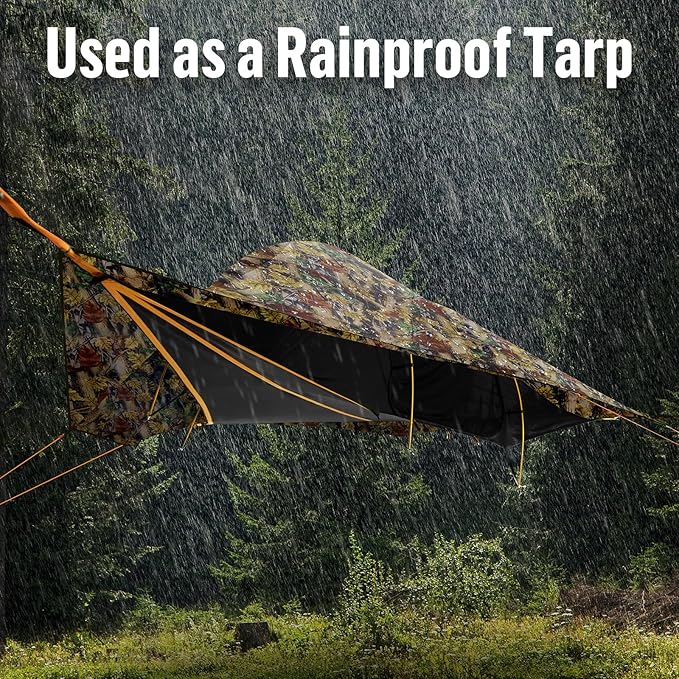 Night Cat Triangle Hammocks 2-Persons: Lay Flat 3 Point Hammock Tent with Bug Net Rainfly 13ft 440 LBS