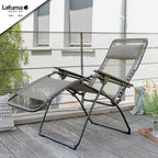 Lafuma Futura XL Zero Gravity Outdoor Steel Framed Lawn Recliner Chair with Armrest, Extra Wide Recliner, and Adjustable Neck Pillow, Seigle