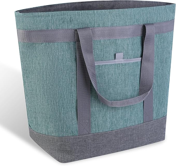 mosago Professional Insulated Food Delivery Bag, Large 39L Commercial Catering Tote for Pizza & Grocery, 3-Layer Thermal Leak-Resistant Shopping Bag, Heavy Duty Green Cationic Fabric, Collapsible