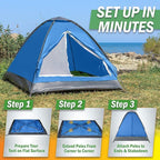 2 Person Camping Tent with Rain Fly and Carrying Bag - Lightweight Outdoor Tent for Backpacking, Hiking, or Beach Use by Wakeman Outdoors