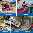 Pull Start Fire Grill | Single Use Portable Disposable Charcoal BBQ with Pull Start Matchless Ignition | Ready in 5 Min, 3 Hour Burn | Camping, Tailgating, Outdoor Cooking, No Cleanup Needed