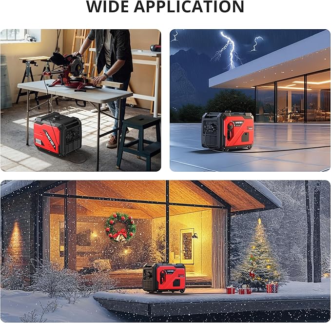 Portable Inverter Generator 5000W with CO Sensor, Super Quiet Gas Generator with RV Ready 30A Outlet, Wheels Handle Kit, Parallel Capable for Home Backup Emergency Use Camping, EPA Compliant