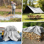 Tarp 10x12 Feet 14 Mil Heavy Duty Waterproof Tarp, Large Multipurpose Cover with Brass Grommets and Reinforced Edges, UV Resistant Thick Poly Tarps for Outdoor Camping Tent Pool Car