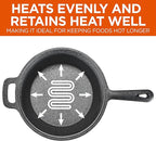 Commercial Chef 2-Qt. Saucepan with Lid, Pre-Seasoned Cast Iron, Integrated Handles, Works on All Cooktops Including Induction, Outdoor Skillet for Campfires or Grills, CHCI20