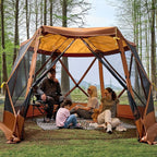 TIMBER RIDGE Easy Pop Up Gazebo Canopy Tent for Camping, 11.5 X 9.8 Ft Portable Instant Screenhouse, Pop Up Screened in Canopy with Netting for Backyard, Patio, Outdoor, Tailgating, Picnics, Orange