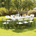 70.5" Foldable Outdoor Dining Set with 8 Fully assembled Dining Chairs for Easy Storage, Portable Patio Table and Chairs Set for Camping Picnic, Heavy Duty Patio Table Set for Garden Yard.