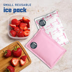 Fit & Fresh Cool Coolers 2 Pack Soft Ice for Lunch Bags, Flexible Stretch Nylon, Durable, Reusable Lunch Box Ice Packs, Soft Ice, Reusable Freezer Packs, Lunch Ice, Easy to Clean, Pink Bows