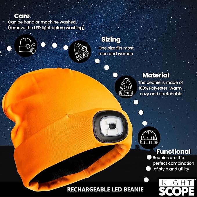 Classic Rechargeable LED Warm Knit Beanie Head Light Hat Headlamp for Outdoor Activities