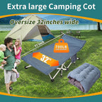 2-Pack Oversize XXL Camping Cot with Comfortable Mattress Cots for Sleeping Extra Wide Folding Cot for Adults Heavy Duty Camping Bed 79" L x 32" W x 18" H with Carry Bag for Home Office Outdoor