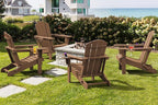 SERWALL Adirondack Chair with Cup Holders - Composite Adirondack Chairs HDPE Outdoor Chairs All Weather Use- Brown