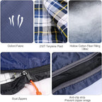 REDCAMP Flannel Sleeping Bag for Adults, Comfortable Cotton Sleeping Bags for Camping with Detachable Hood, Red/Grey/Blue/Black