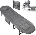 Garvee 79" Portable Folding Bed with Cushion and Pillow, Camping Cot for Adults with Supports 500 Lbs, Lightweight Tent Cot for Patio Beach Indoor Outdoor, Grey