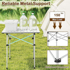 Giantex Folding Roll-up Camping Table, Outdoor Lightweight Aluminium Table for 4, Portable Square Table with Carry Bag for Picnic, Hiking, BBQ, Beach, Tailgating (28"x28"x27.5",Silver)