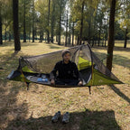 Night Cat Flat Lay Hammock Tent: Portable Lightweight Camping Hammock with Mosquito Net Waterproof Rainfly for 1 Person Outdoor Camping Green