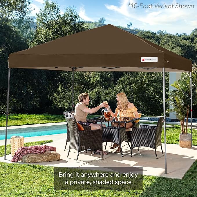 Best Choice Products 12x12ft Pop Up Canopy Tent, Outdoor Shade, 1 Person 1 Minute Set Up, Carry Case, 4 Weight Bags - Brown