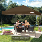 Best Choice Products 8x8ft Pop Up Canopy Tent, Outdoor Shade, 1 Person 1 Minute Set Up, Carry Case, 4 Weight Bags - Brown