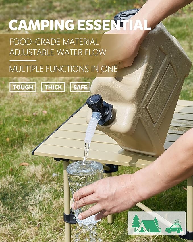 Water Container, 2.5 Gallon Water Containers Jug, (13x12x5.3in) Truly No Leakage Water Storage, Small Warm Sand Color Water Tank,BPA Free Portable Emergency Water Storage for Camping, Hiking