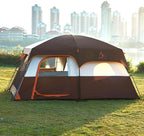 KTT Large Tent 8-10-12 Person,Family Cabin Tents,2 Rooms,2 Doors and 4 Windows with Mesh,Straight Wall,Waterproof,Double Layer,Big Tents for Outdoor,Picnic,Camping,Family Gathering