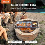 VEVOR X-Marks Fire Pit Grill Grate, Rectangle Cooking Grate, Heavy Duty Steel Campfire BBQ Grill Grid with Handle & Support X Wire, Portable Camping Cookware for Outside Party Gathering, 32 Inch Black