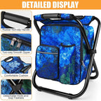 Kikerike Backpack Stool Cooler Chair Heavy Duty 300 LBS Max Load Portable Lightweight Stool Backpack Folding Fishing Cooler Seat for Camping Hunting Fishing - Ocean