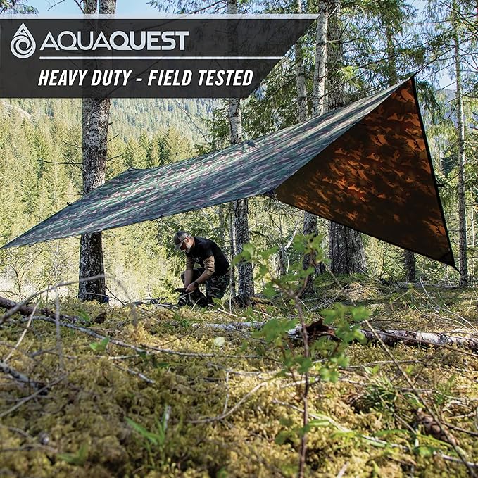 AquaQuest Safari Tarp – Lightweight Waterproof (5,000mm) Seam-Taped Ripstop Rain Fly for Backpacking, Thru-Hiking & Hammock Camping