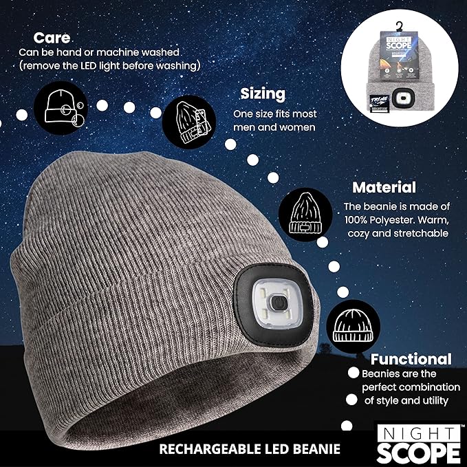 Classic Rechargeable LED Warm Knit Beanie Head Light Hat Headlamp for Outdoor Activities