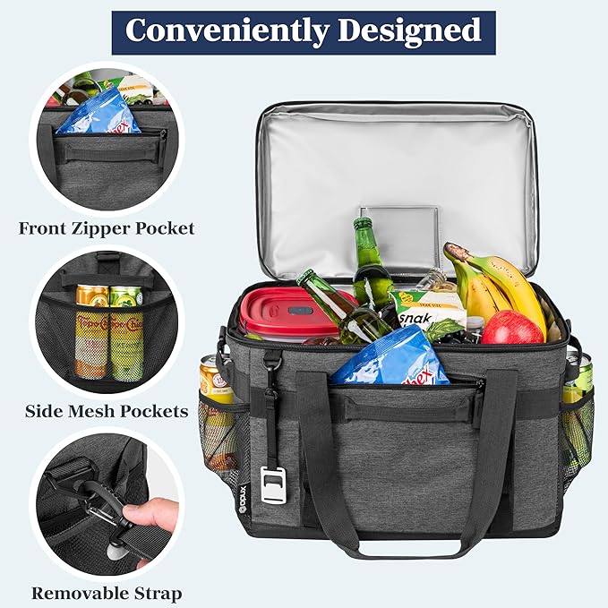 OPUX Cooler Bag, 48/60 Cans Insulated Soft Collapsible Portable Cooler, Soft Sided Leakproof Cooler for Beach Camping with Shoulder Strap, Ice Chest for Travel Road Trip Picnic