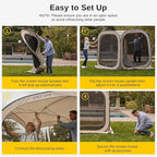East Oak Screen House Tent Pop-Up, Portable Screen Room Canopy Instant Screen Tent 6 x 6 FT with Carry Bag for Patio, Backyard, Deck & Outdoor Activities, Beige