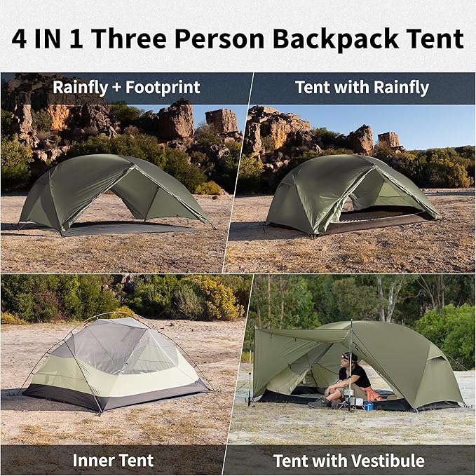 Naturehike Mongar Pro 1/2/3 Person Backpacking Tent,Waterproof Nylon Easy Setup Lightweight Camping Tent
