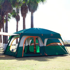 KTT Extra Large Tent 10-12-14 Person(Style-B),Family Cabin Tents,2 Rooms,3 Doors and 3 Windows with Mesh,Straight Wall,Waterproof,Double Layer,Big Tent for Outdoor,Picnic,Camping,Family Gathering