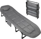 TrailBlaze 75'' Camping Cot for Adults with Cushion and Pillow, Portable Folding Bed for Sleeping, Lightweight Tent Cot with Carry Bag Supports 500 Lbs for Patio Beach Indoor Outdoor