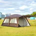 KTT Extra Large Tent 12 Person(A),Awning Family Cabin Tents,2 Rooms,4 Doors and 4 Windows with Mesh,Straight Wall,Waterproof,Double Layer,Big Tent for Outdoor,Picnic,Camping,Family Gathering。