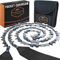 Pocket Chainsaw 36 Inch Black - 65Mn Heavy Duty Steel Pocket Saw - 48 Teeth Hand Chainsaw with Sturdy Handles and Bag - Survival Saw - Handy Camping Gear - Bushcraft Survival Gear