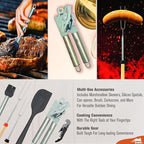 BOMKI Grilling and Camping Cooking Utensils Set for The Outdoors BBQ - Camping Utensil Set Kitchen Set Cookware Accessories Glamping Essentials Camp Stuff Camp Cooking Set (Green Pro)