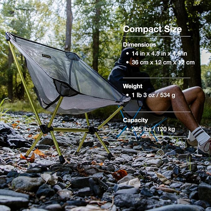 Helinox Chair Zero LT, 1.12 lbs Lightweight Camping Chair, Durable Ripstop, Compact Size, Portable and Packable Seat, Strong and Ultralight Frame, Backpacking Travel Essential, Melon