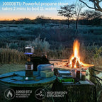 Propane Cylinder Top Stove with Adjustable Burner, 10000BTU Portable Camping/Backpacking Cooker,Camping Stove Propane,Single Burner Propane Stove with a USB Ligther,Camp Gas Stove(Fuel not included)