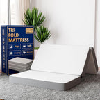 Greaton, 4-Inch Tri-Folding Gel Memory Foam Portable Floor Mattress | Breathable Mesh, Ultra Soft, Cot Pad, Removable and Washable Cover, Comfortable Support, Therapeutic Qualities, 25-Inch, White