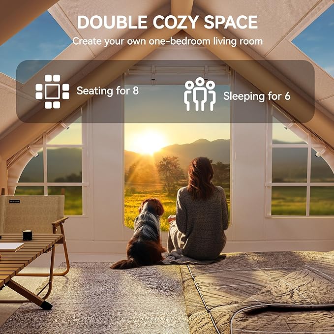 YITAHOME Inflatable Camping Tent for 8 People, 13FT X 10FT Large Inflatable House Tents with Pump, Easy Setup Waterproof Blow Up Tent with Explosion Proof Valve for Camping Hiking Backpacking