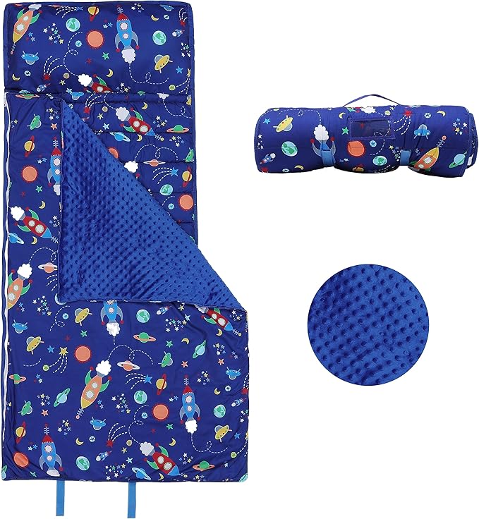 Kids Nap Mat Portable Slumber Bags with Removable Pillow and Blanket for Girls Boys, Lightweight Extra Large Sleeping Bag for Preschool Camping Daycare