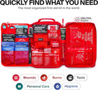 Large First Aid Kit for Car, Travel & Home - Emergency Kit for Hiking, Camping, Backpacking and Outdoors - Includes Zip Stitch Wound Closure Strips