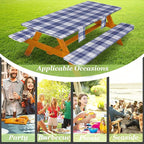 Fitted Picnic Table Cover with Bench Covers Waterproof Elastic Edges Rectangle Patio Tablecloth Outdoor Camping Essentials Stuff Rv Accessories Summer Trip Travel Camper Gifts for Woman Men, 72in 6 ft