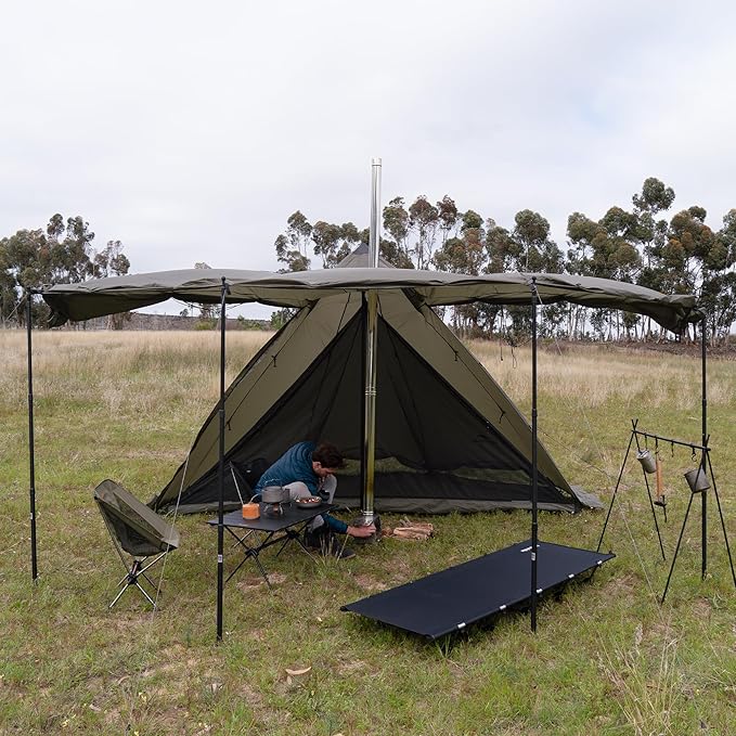 Naturehike Ranch Fire Teepee Tent, Cold Weather Winter Hot Tent with Stove Jack, 4-6 Person Waterproof Windproof 4 Season Tents for Camping