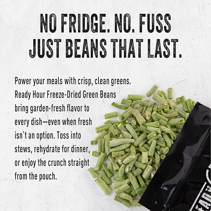 Ready Hour Freeze-Dried Green Beans Case Pack – 48 Servings (6 Pouches) – Emergency Vegetable Supply, Prepper Pantry Essentials, Long-Term Food Storage, Shelf-Stable Vegetables