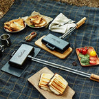 Uno Casa - XL Pie Irons Cast Iron Sandwich Maker - Mountain Japanese Sandwich Maker with Recipe Book - Durable Campfire Cooking Equipment for Toasted Pies, and More