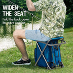 PORTAL Backpack Cooler Chair Fishing Chairs with Backrest Folding Camping Stool Compact for Outdoors Hiking Hunting Travel, Supports 225 lbs Capacity
