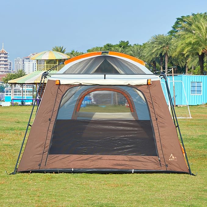 KTT Large Tent 8-10-12 Person,Family Cabin Tents,2 Rooms,2 Doors and 4 Windows with Mesh,Straight Wall,Waterproof,Double Layer,Big Tents for Outdoor,Picnic,Camping,Family Gathering